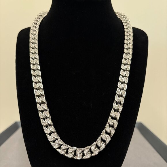 Iced Franco Link Chain 6mm - Silver - Picture 1 of 2